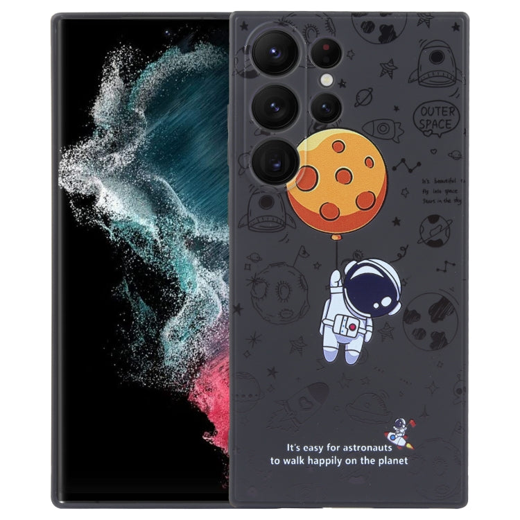 Astronaut Pattern Silicone Straight Edge Phone Case, For Samsung Galaxy S22 5G, For Samsung Galaxy S22+ 5G, For Samsung Galaxy S22 Ultra 5G
