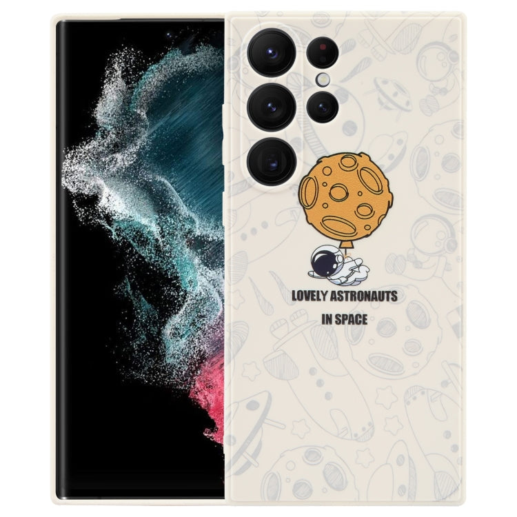 Astronaut Pattern Silicone Straight Edge Phone Case, For Samsung Galaxy S22 5G, For Samsung Galaxy S22+ 5G, For Samsung Galaxy S22 Ultra 5G