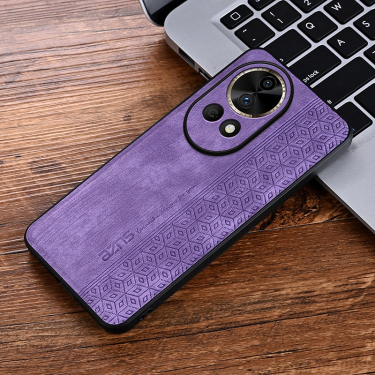 For Huawei nova 12 AZNS 3D Embossed Skin Feel Phone Case(Purple)