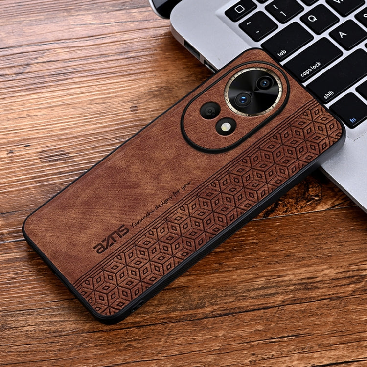 For Huawei nova 12 AZNS 3D Embossed Skin Feel Phone Case(Brown)