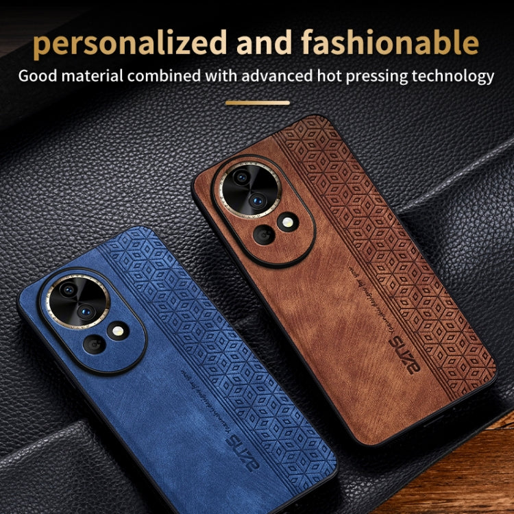 For Huawei nova 12 AZNS 3D Embossed Skin Feel Phone Case(Brown)