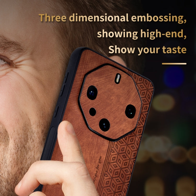 For Huawei Mate 60 RS Ultimate AZNS 3D Embossed Skin Feel Phone Case(Brown)