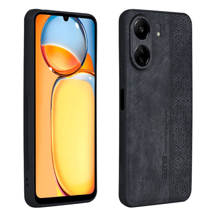For Xiaomi Poco C65/Redmi 13C AZNS 3D Embossed Skin Feel Phone Case(Black)
