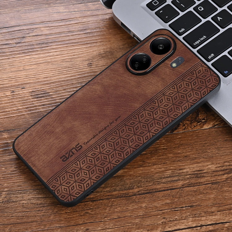 For Xiaomi Poco C65/Redmi 13C AZNS 3D Embossed Skin Feel Phone Case(Brown)