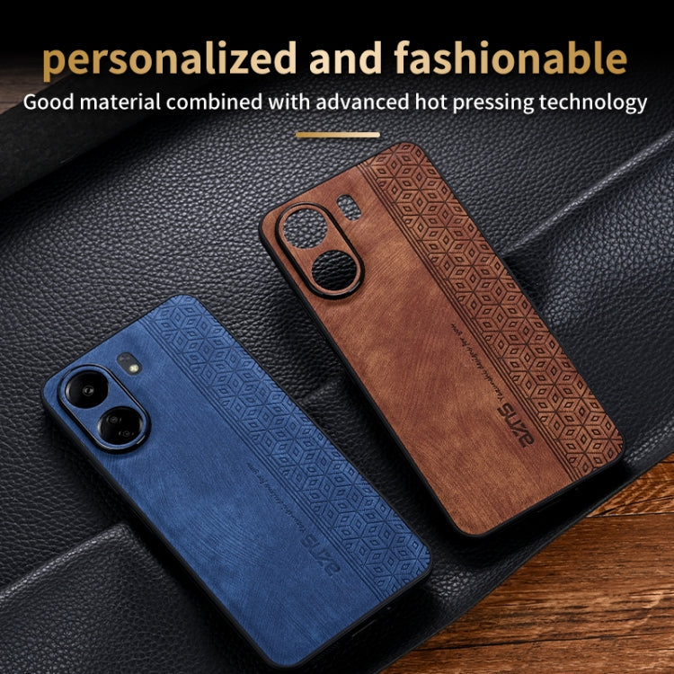 For Xiaomi Poco C65/Redmi 13C AZNS 3D Embossed Skin Feel Phone Case(Brown)