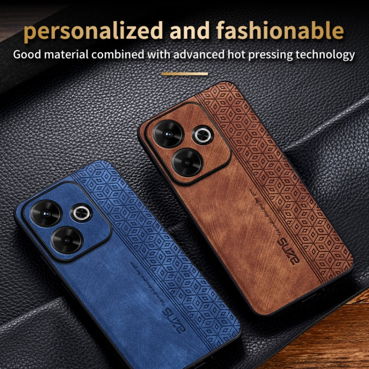 For Xiaomi Redmi Note 13R AZNS 3D Embossed Skin Feel Phone Case(Brown)