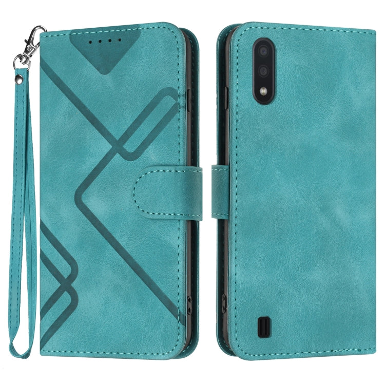 Line Pattern Skin Feel Leather Phone Case, For Samsung Galaxy A12, For Samsung Galaxy Note20 Ultra, For Samsung Galaxy Note20, For Samsung Galaxy A01 / M01