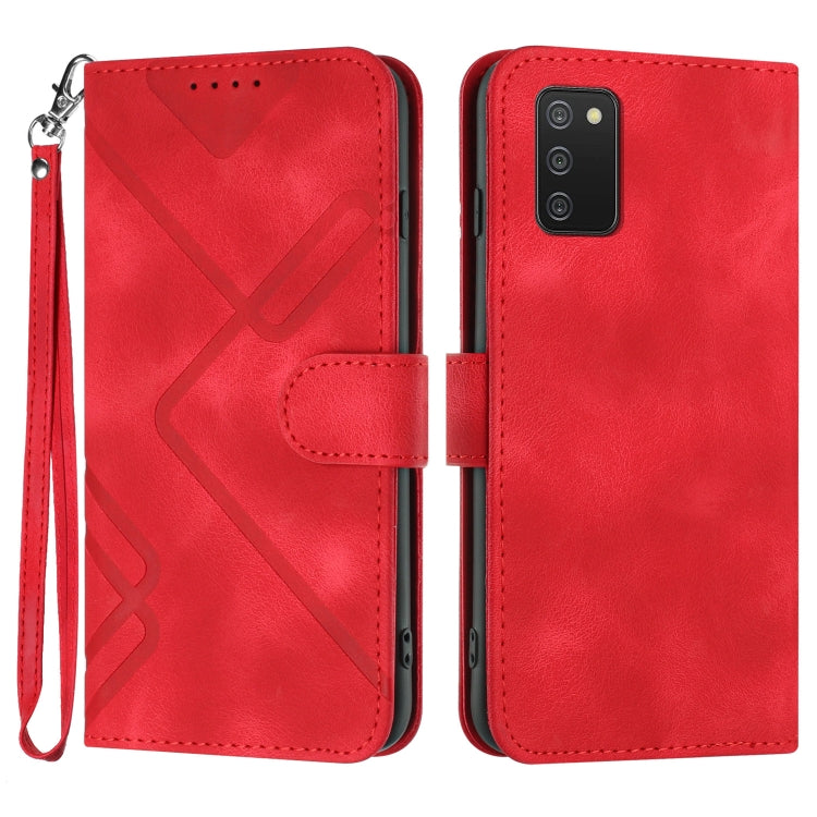 Line Pattern Skin Feel Leather Phone Case, For Samsung Galaxy S21 5G, For Samsung Galaxy S21+ 5G, For Samsung Galaxy S21 Ultra 5G, For Samsung Galaxy A02s 164mm