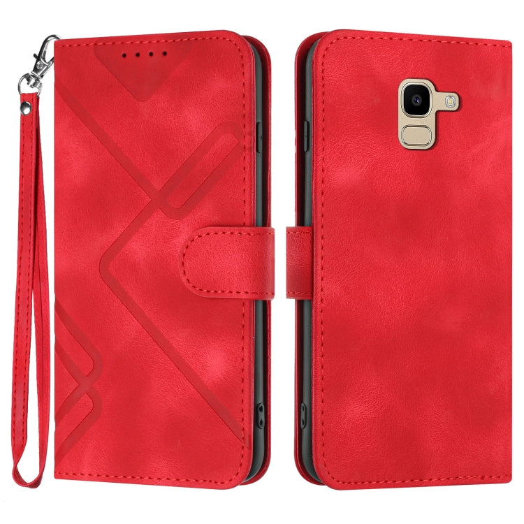 Line Pattern Skin Feel Leather Phone Case, For Samsung Galaxy S10+, For Samsung Galaxy S10, For Samsung Galaxy Note9, For Samsung Galaxy A6 2018