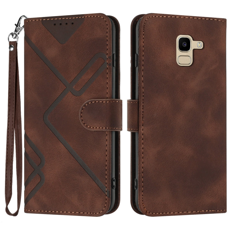 Line Pattern Skin Feel Leather Phone Case, For Samsung Galaxy S10+, For Samsung Galaxy S10, For Samsung Galaxy Note9, For Samsung Galaxy A6 2018