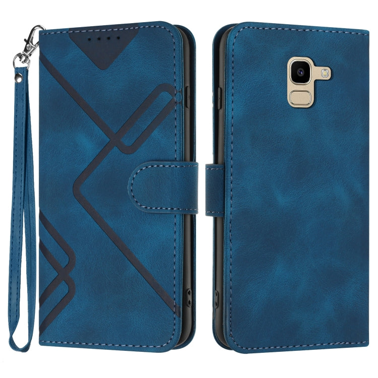 Line Pattern Skin Feel Leather Phone Case, For Samsung Galaxy S9+, For Samsung Galaxy S9, For Samsung Galaxy A8 2018