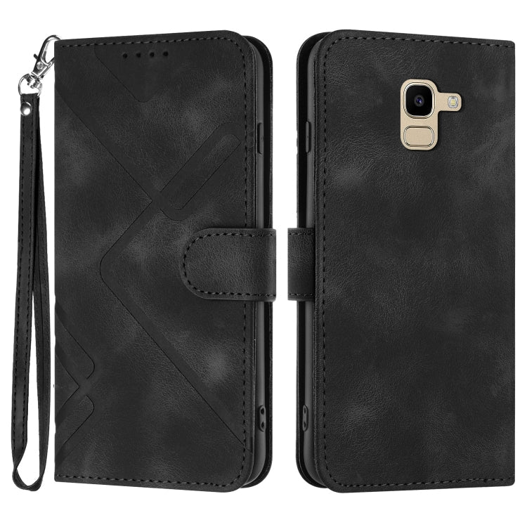 Line Pattern Skin Feel Leather Phone Case, For Samsung Galaxy S9+, For Samsung Galaxy S9, For Samsung Galaxy A8 2018