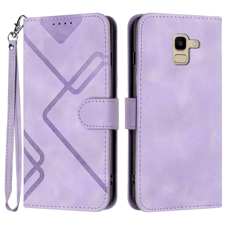 Line Pattern Skin Feel Leather Phone Case, For Samsung Galaxy S9+, For Samsung Galaxy S9, For Samsung Galaxy A8 2018