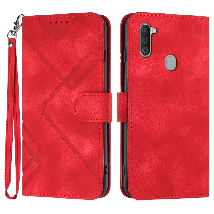 Line Pattern Skin Feel Leather Phone Case, For Samsung Galaxy A11 EU Version, For Samsung Galaxy S20, For Samsung Galaxy S20+, For Samsung Galaxy A21 EU Version