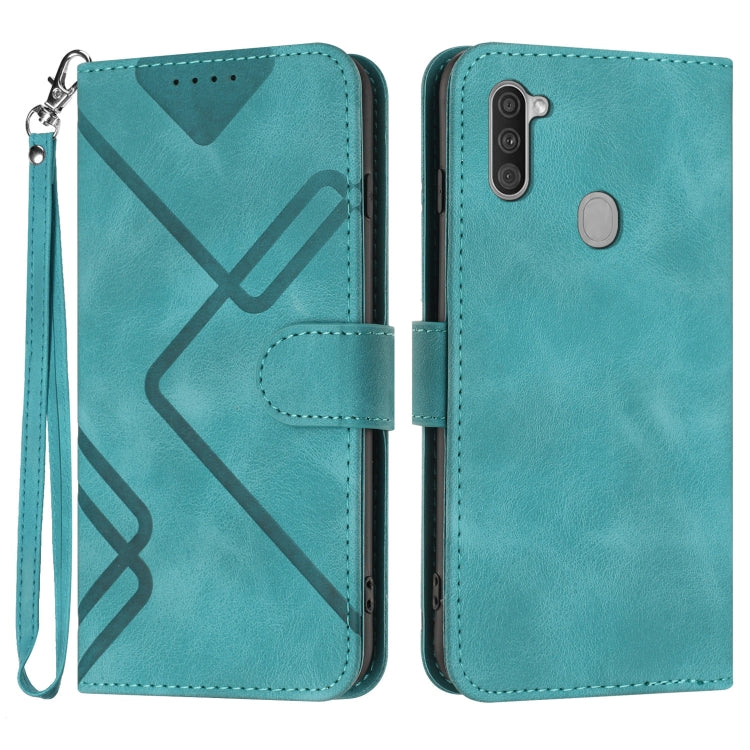Line Pattern Skin Feel Leather Phone Case, For Samsung Galaxy A11 EU Version, For Samsung Galaxy S20, For Samsung Galaxy S20+, For Samsung Galaxy A21 EU Version