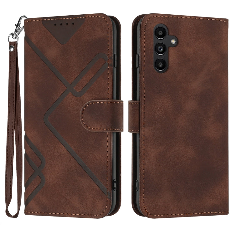 Line Pattern Skin Feel Leather Phone Case, For Samsung Galaxy S23+ 5G, For Samsung Galaxy S23 5G, For Samsung Galaxy A14 5G, For Samsung Galaxy M13 India / F13