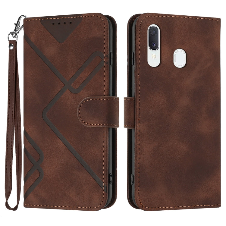 Line Pattern Skin Feel Leather Phone Case, For Samsung Galaxy A20s, For Samsung Galaxy Note10+, For Samsung Galaxy A20e / A10e, For Samsung Galaxy A70
