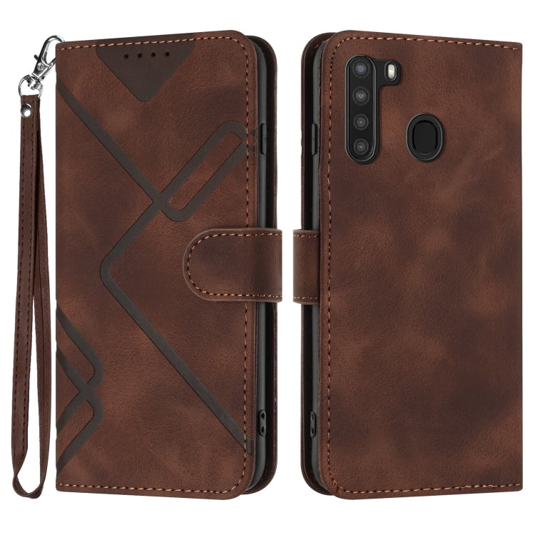 Line Pattern Skin Feel Leather Phone Case, For Samsung Galaxy A11 EU Version, For Samsung Galaxy S20, For Samsung Galaxy S20+, For Samsung Galaxy A21 EU Version