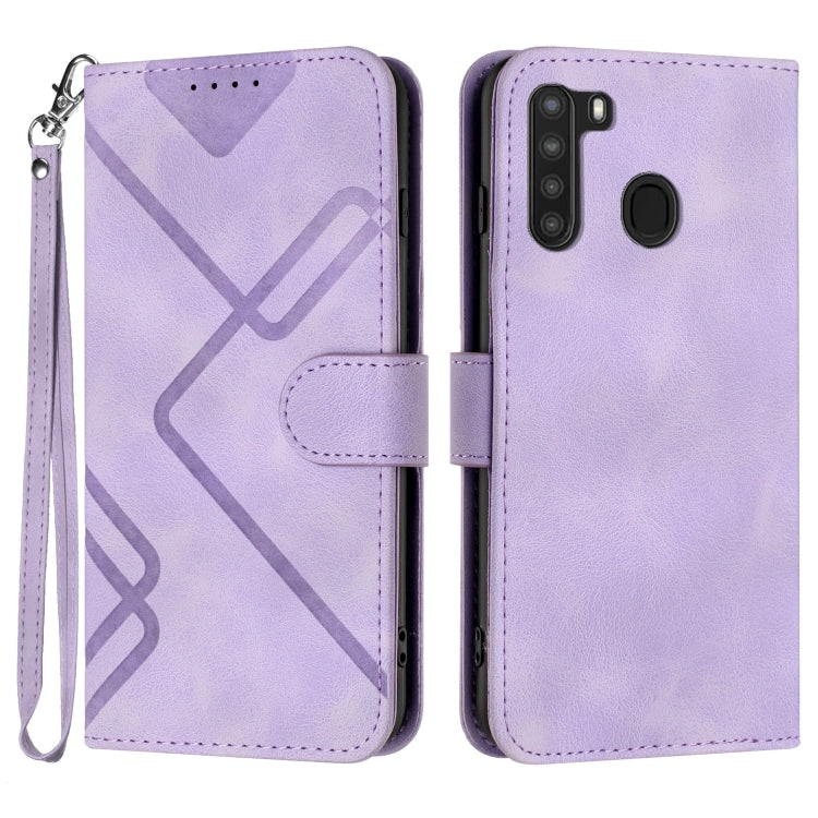 Line Pattern Skin Feel Leather Phone Case, For Samsung Galaxy A11 EU Version, For Samsung Galaxy S20, For Samsung Galaxy S20+, For Samsung Galaxy A21 EU Version