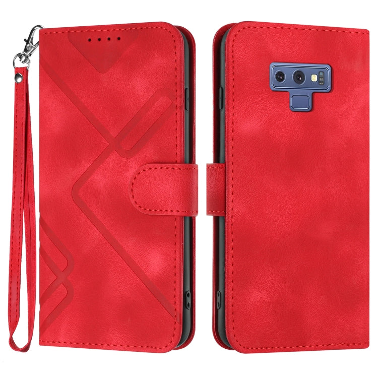 Line Pattern Skin Feel Leather Phone Case, For Samsung Galaxy S10+, For Samsung Galaxy S10, For Samsung Galaxy Note9, For Samsung Galaxy A6 2018