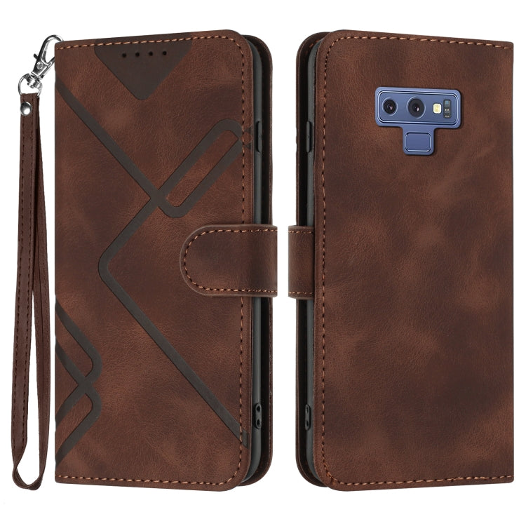 Line Pattern Skin Feel Leather Phone Case, For Samsung Galaxy S10+, For Samsung Galaxy S10, For Samsung Galaxy Note9, For Samsung Galaxy A6 2018
