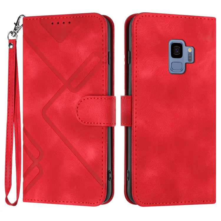Line Pattern Skin Feel Leather Phone Case, For Samsung Galaxy S9+, For Samsung Galaxy S9, For Samsung Galaxy A8 2018