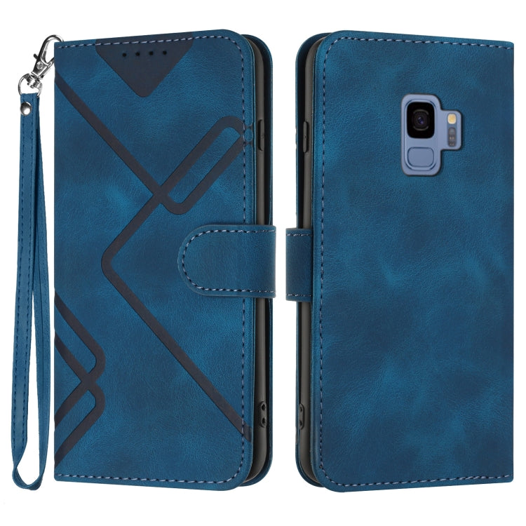 Line Pattern Skin Feel Leather Phone Case, For Samsung Galaxy S9+, For Samsung Galaxy S9, For Samsung Galaxy A8 2018
