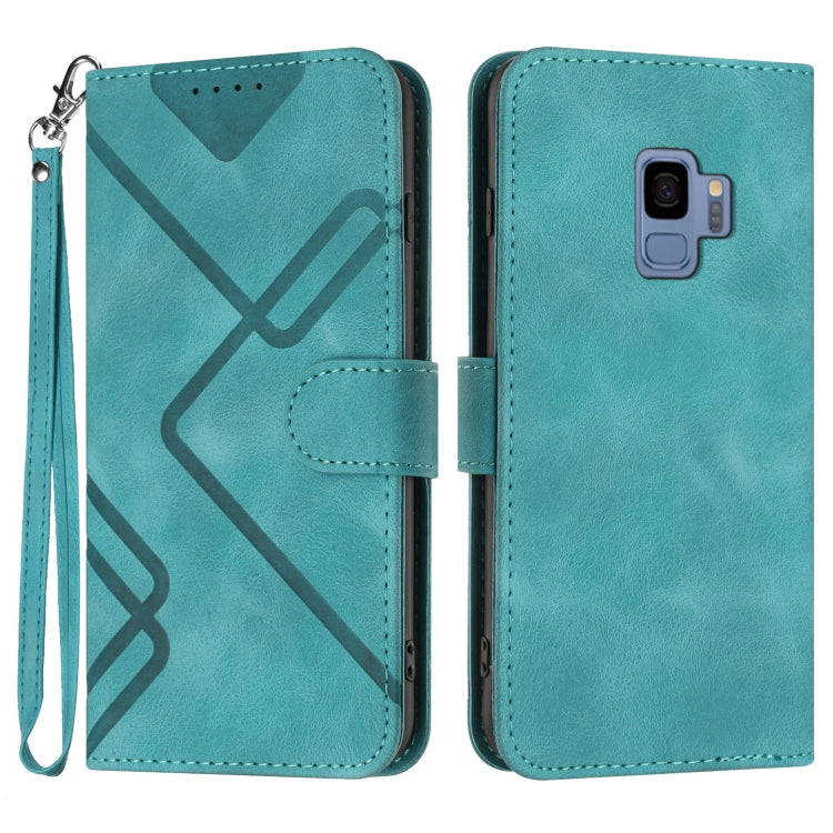 Line Pattern Skin Feel Leather Phone Case, For Samsung Galaxy S9+, For Samsung Galaxy S9, For Samsung Galaxy A8 2018