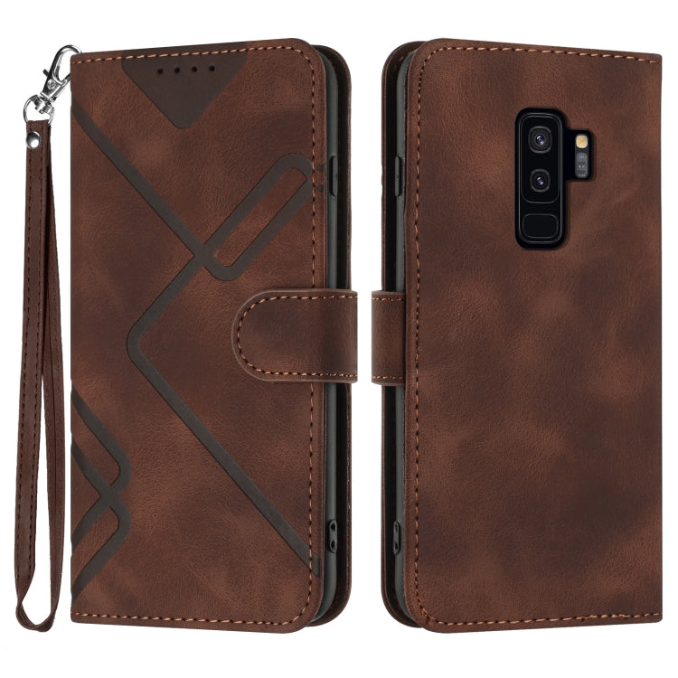 Line Pattern Skin Feel Leather Phone Case, For Samsung Galaxy S9+, For Samsung Galaxy S9, For Samsung Galaxy A8 2018