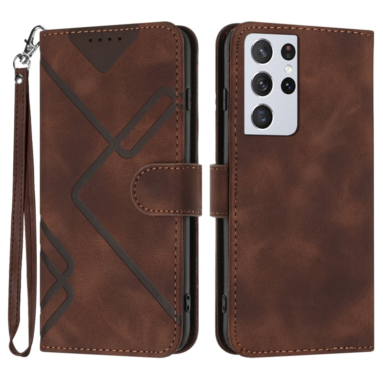 Line Pattern Skin Feel Leather Phone Case, For Samsung Galaxy S21 5G, For Samsung Galaxy S21+ 5G, For Samsung Galaxy S21 Ultra 5G, For Samsung Galaxy A02s 164mm