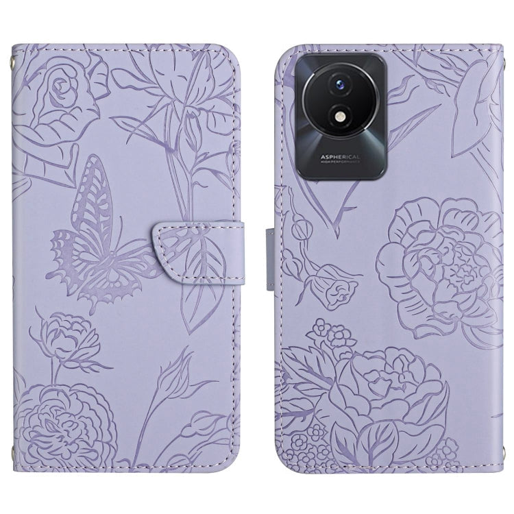 HT03 Skin Feel Butterfly Embossed Flip Leather Phone Case, For vivo V50 5G Global, For vivo Y02A 4G / Y02 4G / Y11 2023, For vivo Y56 5G Global, For vivo V27E 4G Global