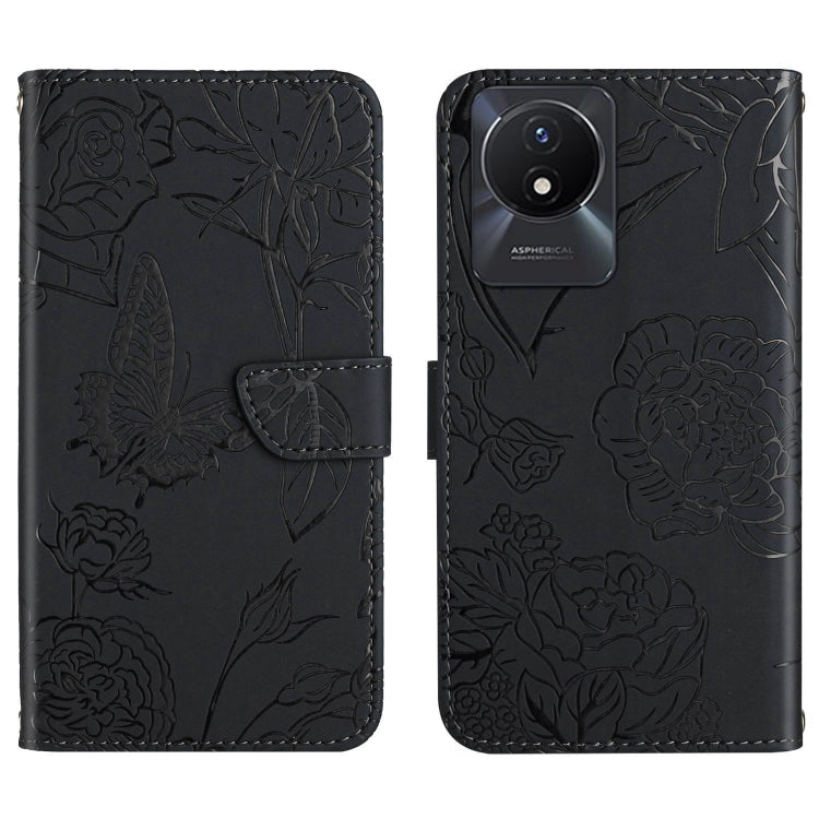 HT03 Skin Feel Butterfly Embossed Flip Leather Phone Case, For vivo V50 5G Global, For vivo Y02A 4G / Y02 4G / Y11 2023, For vivo Y56 5G Global, For vivo V27E 4G Global