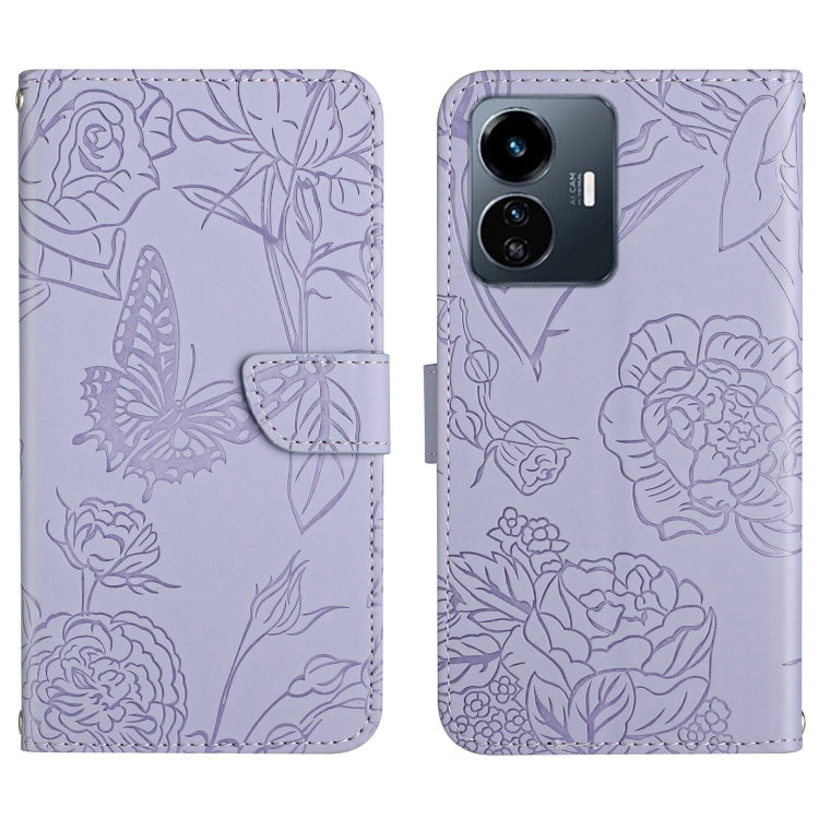 HT03 Skin Feel Butterfly Embossed Flip Leather Phone Case, For vivo Y02S Global / Y16 4G Global, For vivo Y77 5G Global / Y22S 4G Global, For vivo Y77E 5G, For vivo Y75 5G Global