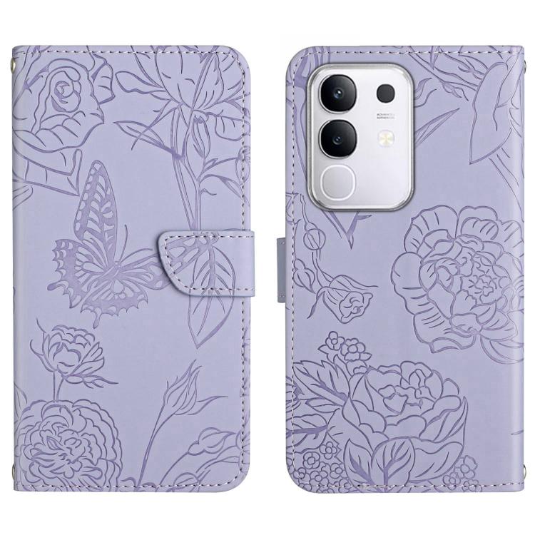 HT03 Skin Feel Butterfly Embossed Flip Leather Phone Case, For vivo Y39 5G Global, For vivo V50 Lite 5G, For vivo Y04 4G / Y29s 5G, For vivo Y29 4G Global