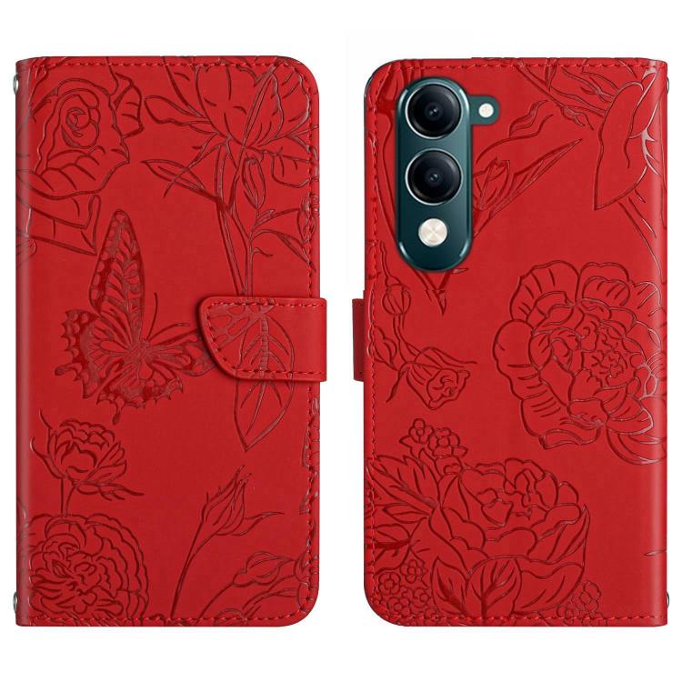 HT03 Skin Feel Butterfly Embossed Flip Leather Phone Case, For vivo Y39 5G Global, For vivo V50 Lite 5G, For vivo Y04 4G / Y29s 5G, For vivo Y29 4G Global