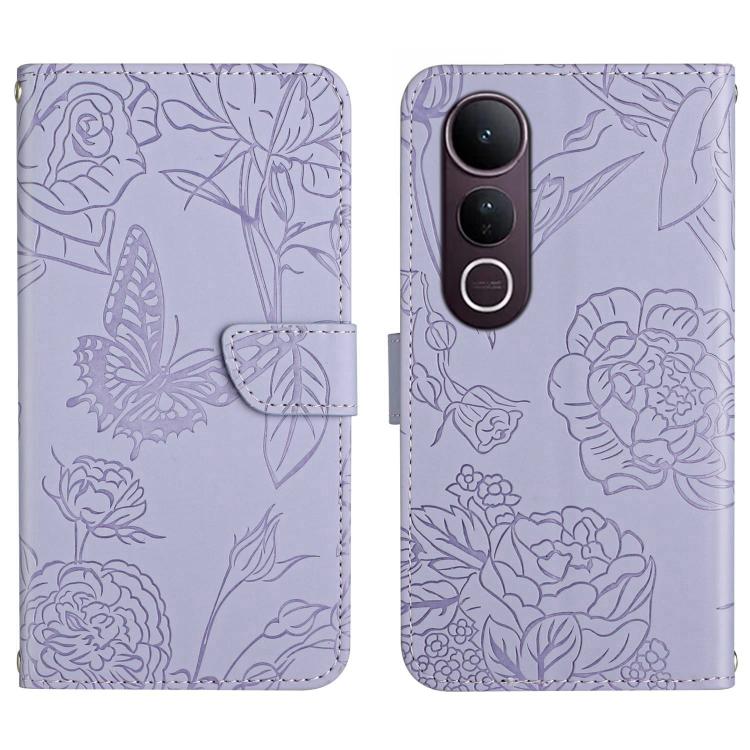 HT03 Skin Feel Butterfly Embossed Flip Leather Phone Case, For vivo Y39 5G Global, For vivo V50 Lite 5G, For vivo Y04 4G / Y29s 5G, For vivo Y29 4G Global