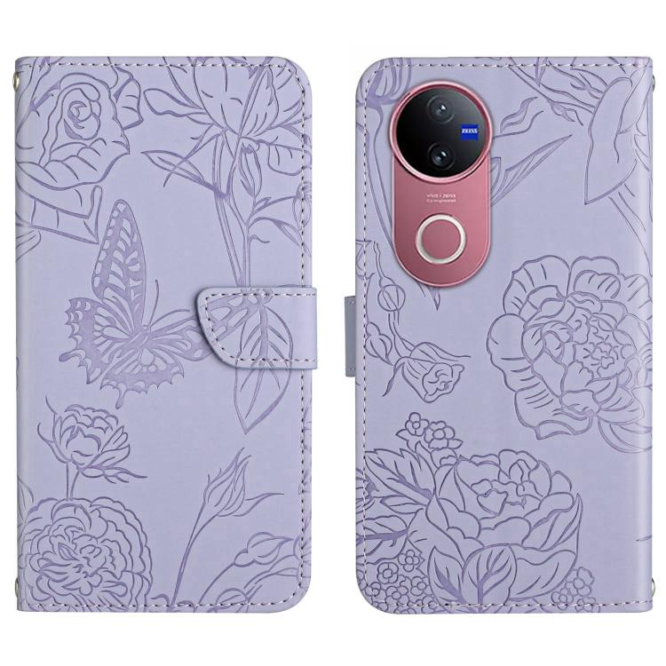 HT03 Skin Feel Butterfly Embossed Flip Leather Phone Case, For vivo V50 5G Global, For vivo Y02A 4G / Y02 4G / Y11 2023, For vivo Y56 5G Global, For vivo V27E 4G Global