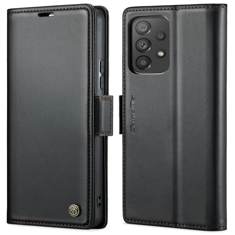 For Samsung Galaxy A53 CaseMe 023 Butterfly Buckle Litchi Texture RFID Anti-theft Leather Phone Case(Black)