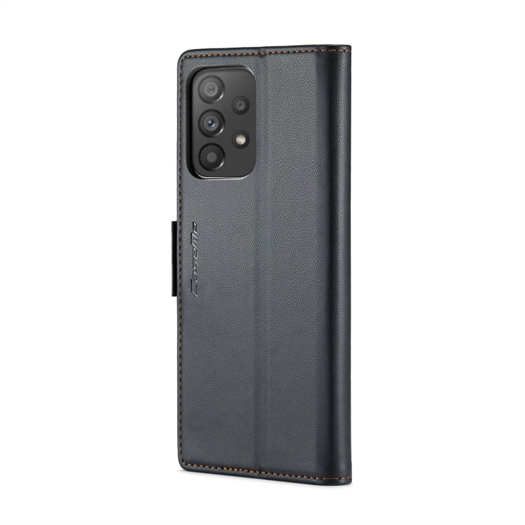 For Samsung Galaxy A53 CaseMe 023 Butterfly Buckle Litchi Texture RFID Anti-theft Leather Phone Case(Black)