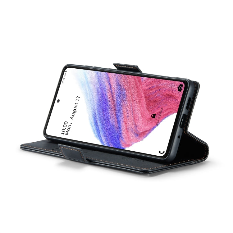 For Samsung Galaxy A53 CaseMe 023 Butterfly Buckle Litchi Texture RFID Anti-theft Leather Phone Case(Black)