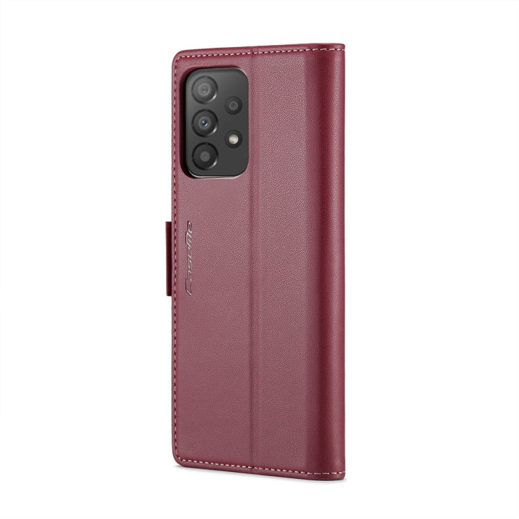For Samsung Galaxy A53 CaseMe 023 Butterfly Buckle Litchi Texture RFID Anti-theft Leather Phone Case(Wine Red)