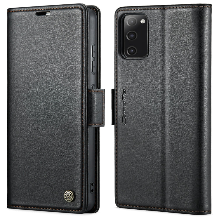 For Samsung Galaxy S20 FE CaseMe 023 Butterfly Buckle Litchi Texture RFID Anti-theft Leather Phone Case(Black)