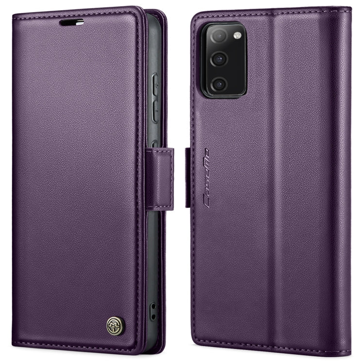 For Samsung Galaxy S20 FE CaseMe 023 Butterfly Buckle Litchi Texture RFID Anti-theft Leather Phone Case(Pearly Purple)