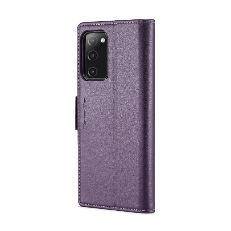 For Samsung Galaxy S20 FE CaseMe 023 Butterfly Buckle Litchi Texture RFID Anti-theft Leather Phone Case(Pearly Purple)
