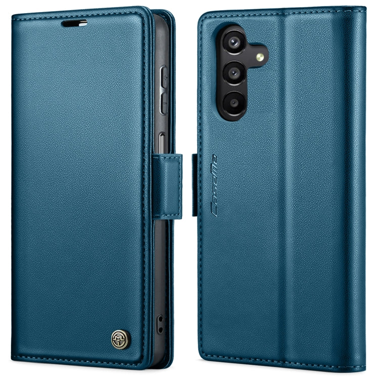 For Samsung Galaxy A24 4G CaseMe 023 Butterfly Buckle Litchi Texture RFID Anti-theft Leather Phone Case(Blue)