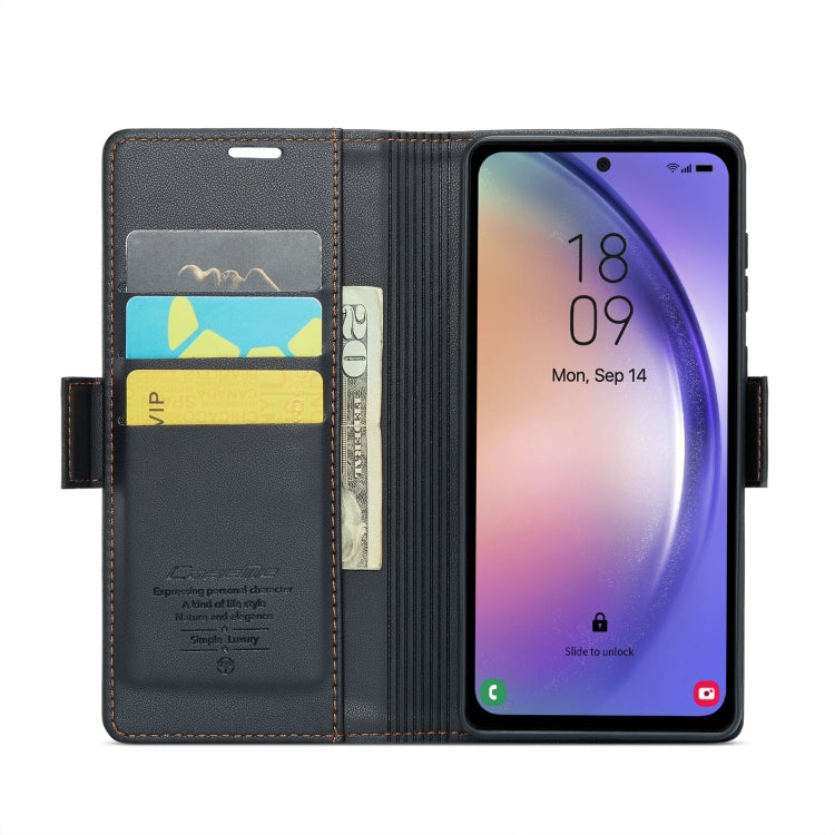 For Samsung Galaxy A54 5G CaseMe 023 Butterfly Buckle Litchi Texture RFID Anti-theft Leather Phone Case(Black)