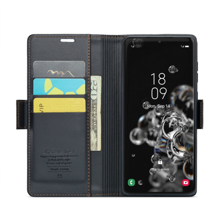 For Samsung Galaxy S20 Ultra CaseMe 023 Butterfly Buckle Litchi Texture RFID Anti-theft Leather Phone Case(Black)