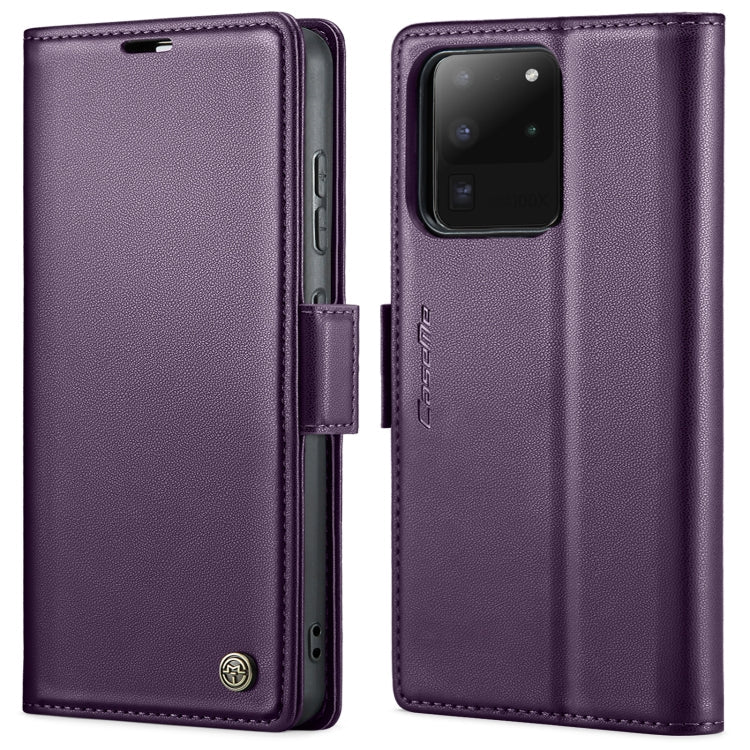 For Samsung Galaxy S20 Ultra CaseMe 023 Butterfly Buckle Litchi Texture RFID Anti-theft Leather Phone Case(Pearly Purple)