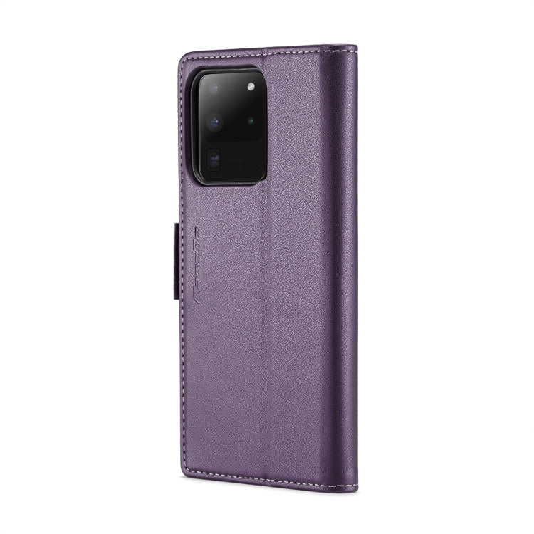 For Samsung Galaxy S20 Ultra CaseMe 023 Butterfly Buckle Litchi Texture RFID Anti-theft Leather Phone Case(Pearly Purple)
