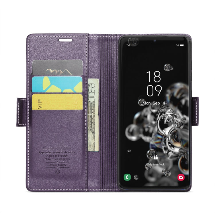 For Samsung Galaxy S20 Ultra CaseMe 023 Butterfly Buckle Litchi Texture RFID Anti-theft Leather Phone Case(Pearly Purple)